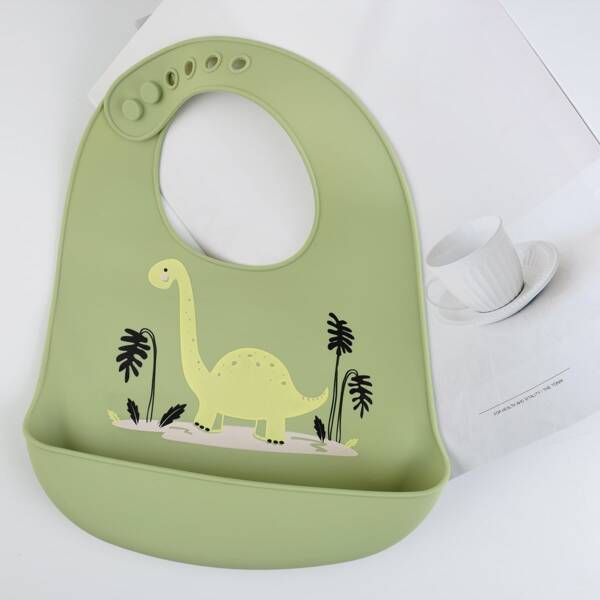 

Kids Cartoon Silicone Bib, Green