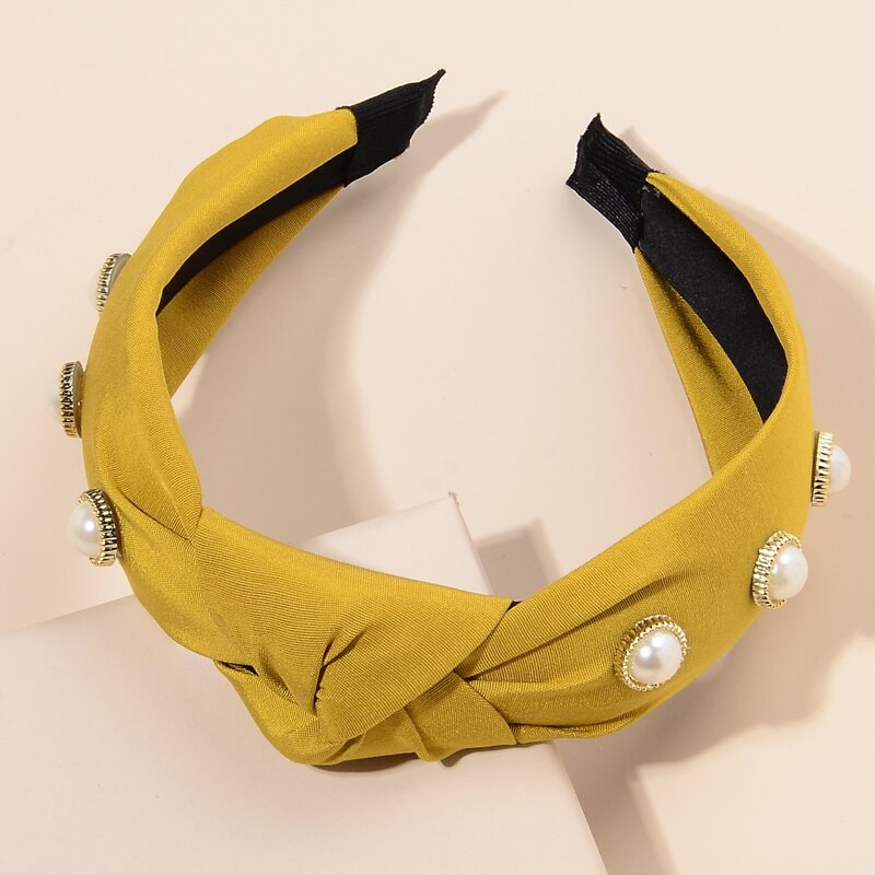 

Faux Pearl Knot Hair Hoop, Yellow
