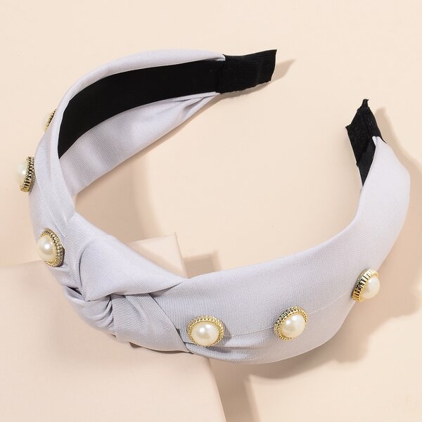 

Faux Pearl Knot Hair Hoop, Grey