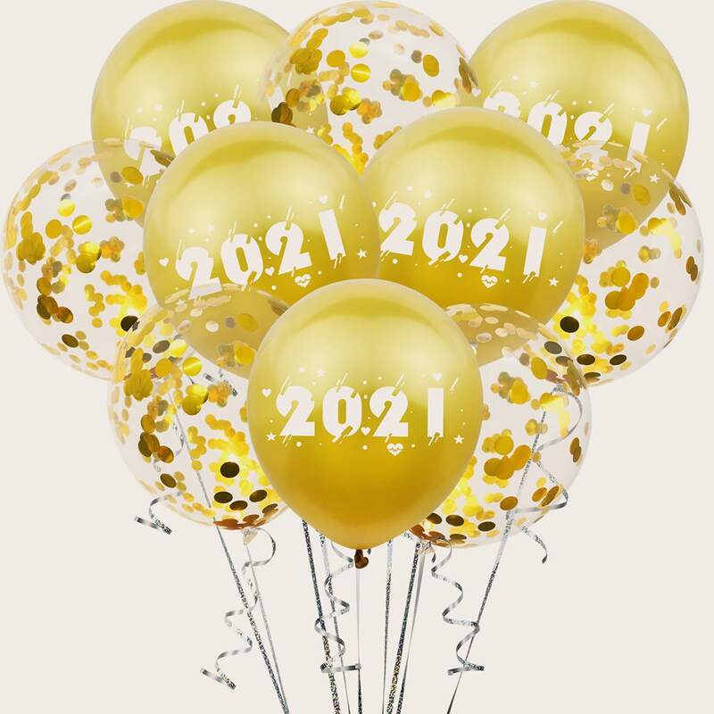 

10pcs 2021 Confetti Balloon, Gold