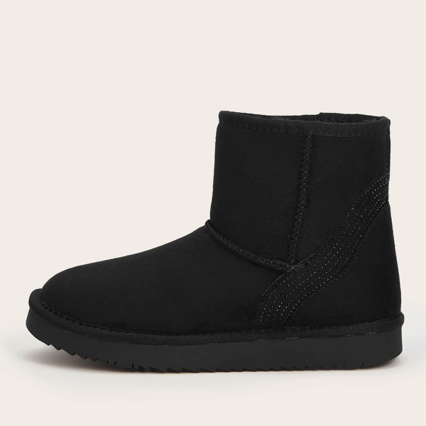 

Rhinestone Detail Warm Suede Ankle Boots, Black
