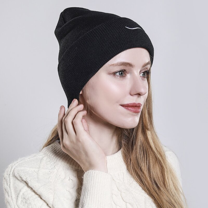 

Embroidered Design Beanie, Black