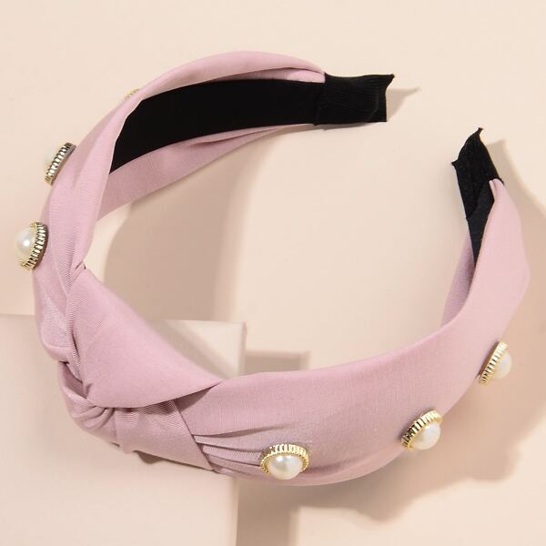 

Faux Pearl Knot Hair Hoop, Pink