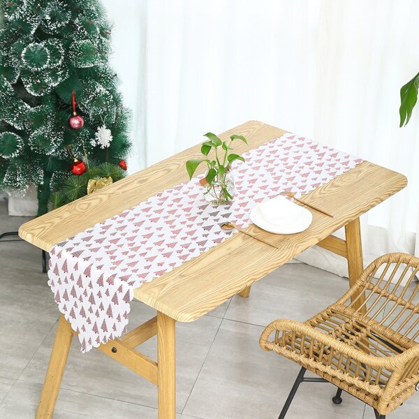 

Christmas Tree Print Table Runner, Multicolor