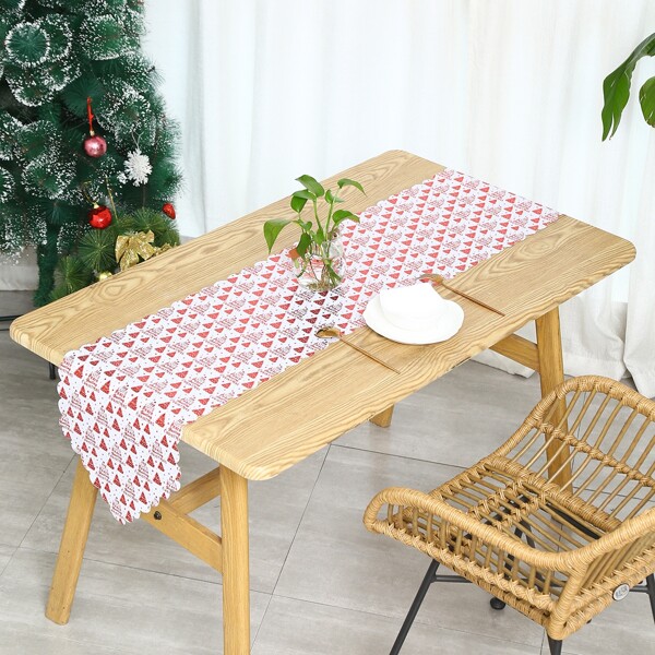 

Christmas Tree Print Table Runner, Multicolor