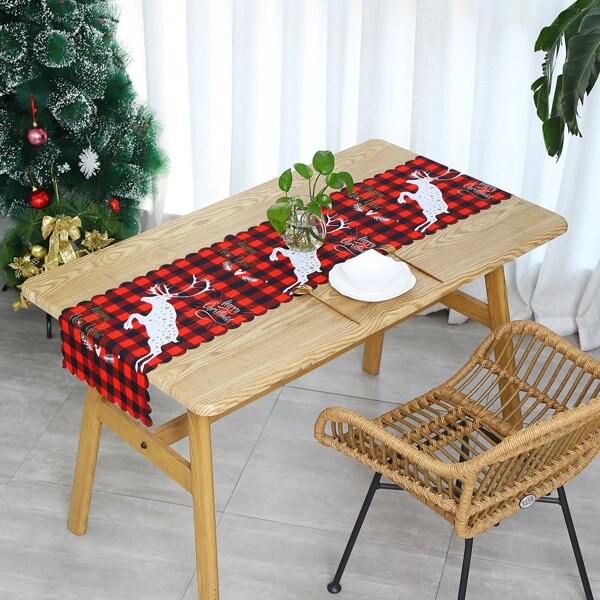 

Christmas Elk Print Table Runner, Multicolor