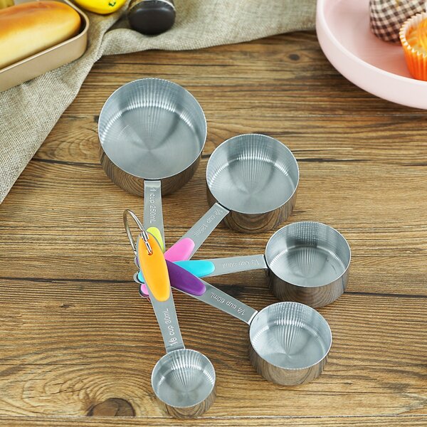 

5pcs Stainless Steel Measuring Cup Set, Silver