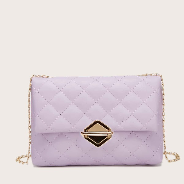 

Quilted Push Lock Crossbody Bag, Mauve purple