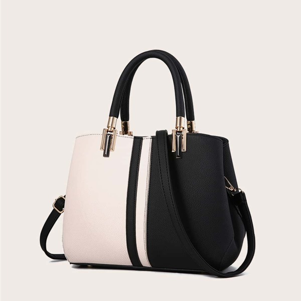 

Two Tone Tote Bag, Black and white