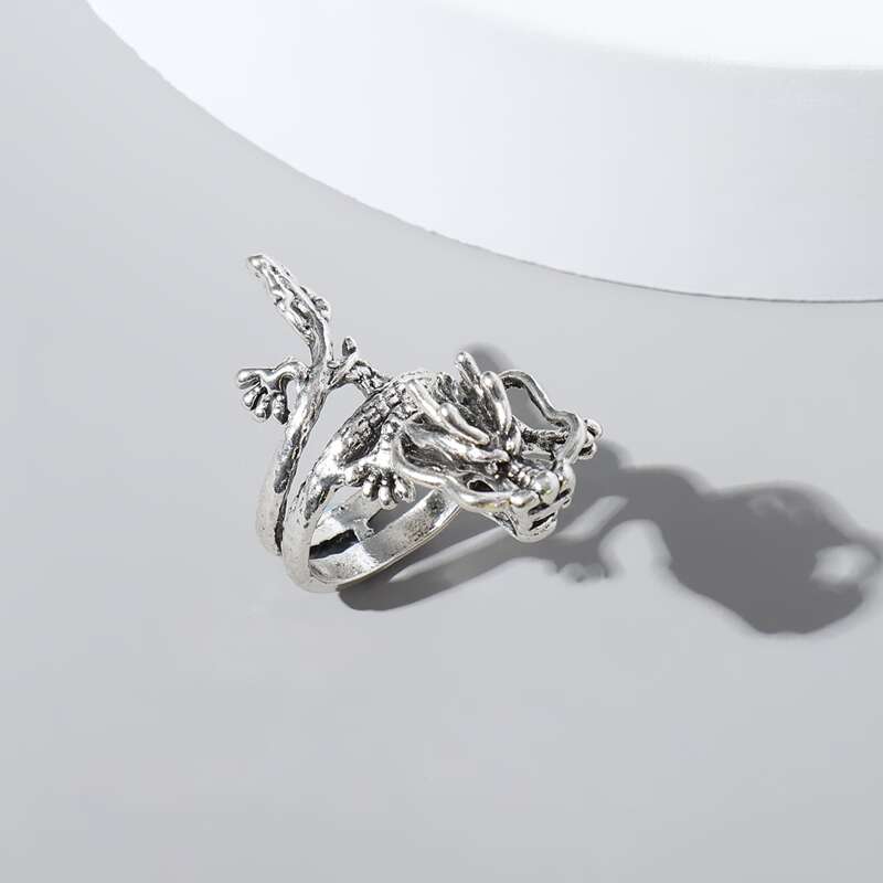

Guys Dragon Design Ring, Silver