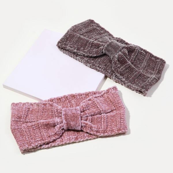 

2pcs Solid Headband, Multicolor