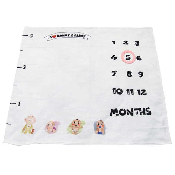 

Newborn Unisex Letter & Cartoon Graphic Background Blanket Photo Outfit, White