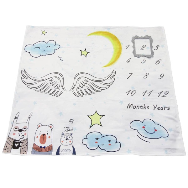 

Newborn Unisex Letter & Cartoon Graphic Background Blanket Photo Outfit, Multicolor