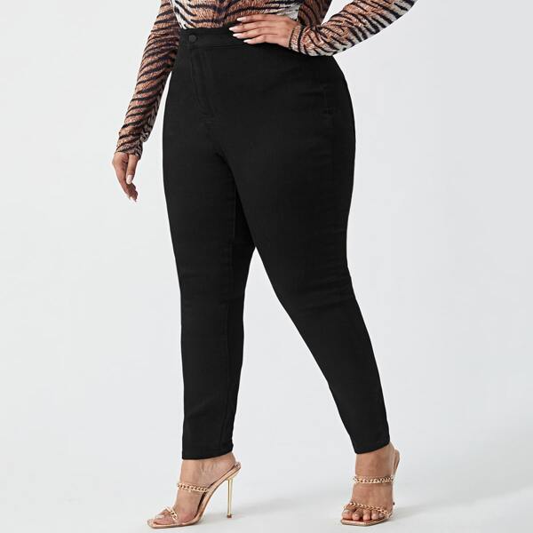 

Plus Curvy High Waist Skinny Jeans, Black