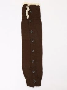 蕾絲邊腿部保暖套 - 棕色 - 查看 3