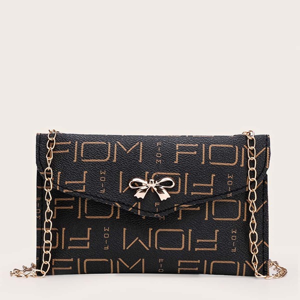 

Letter Graphic Fold Over Crossbody Bag, Coffee brown