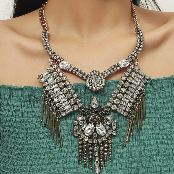 

Gemstone Tassel Pendant Necklace, Bronze