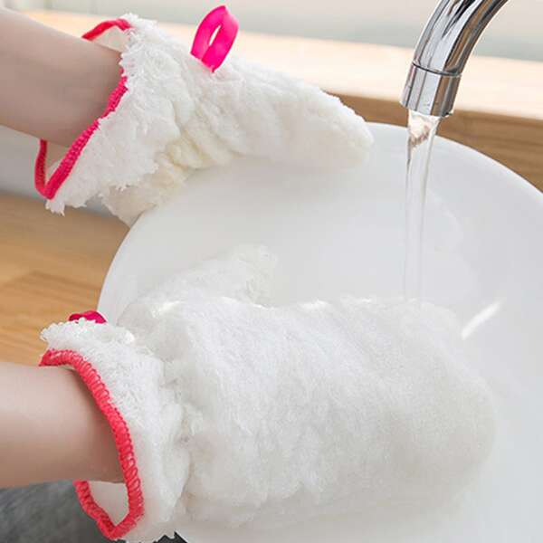 

1pair Plain Dishwashing Glove, White