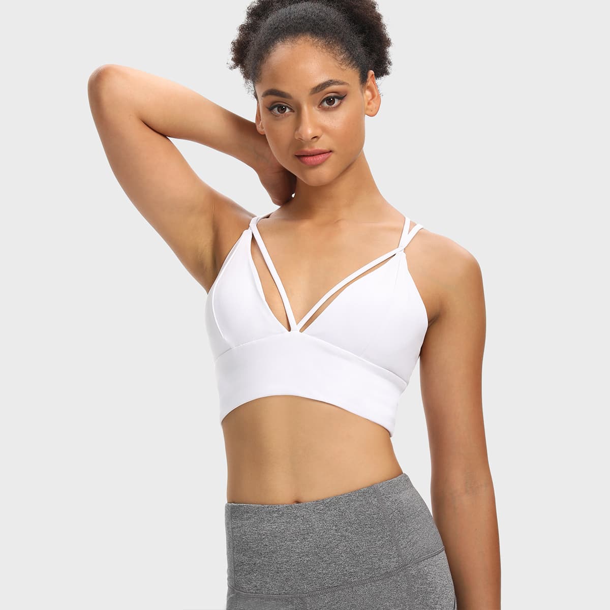 

Crisscross Back Cut-out Sports Bra, White