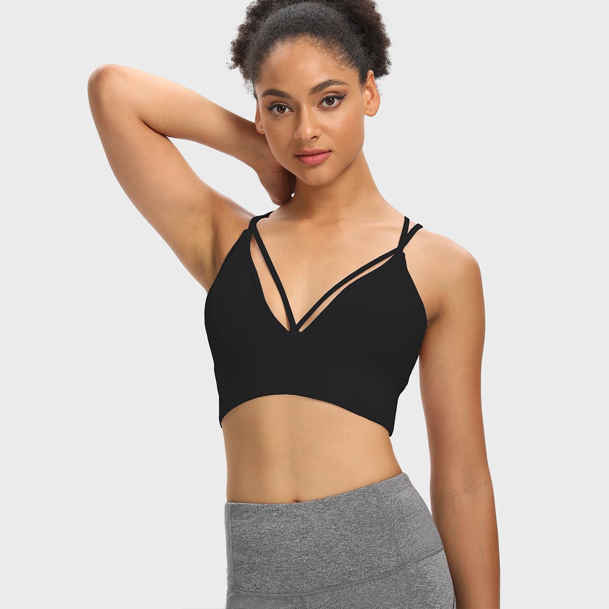 

Crisscross Back Cut-out Sports Bra, Black