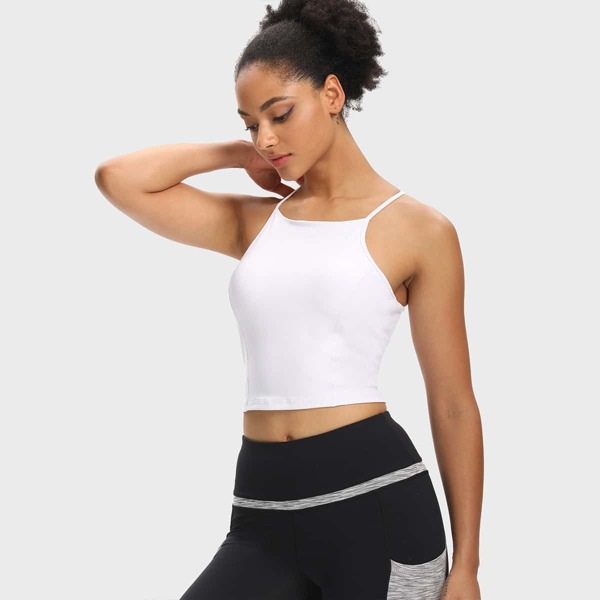 

Racer Back Solid Sports Bra, White
