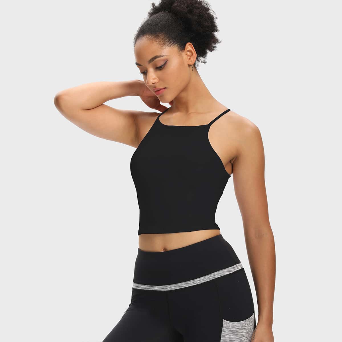 

Racer Back Solid Sports Bra, Black