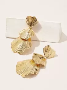 1 Pair Exaggerated Geometric Layered Earrings - Yellow Gold - View 1