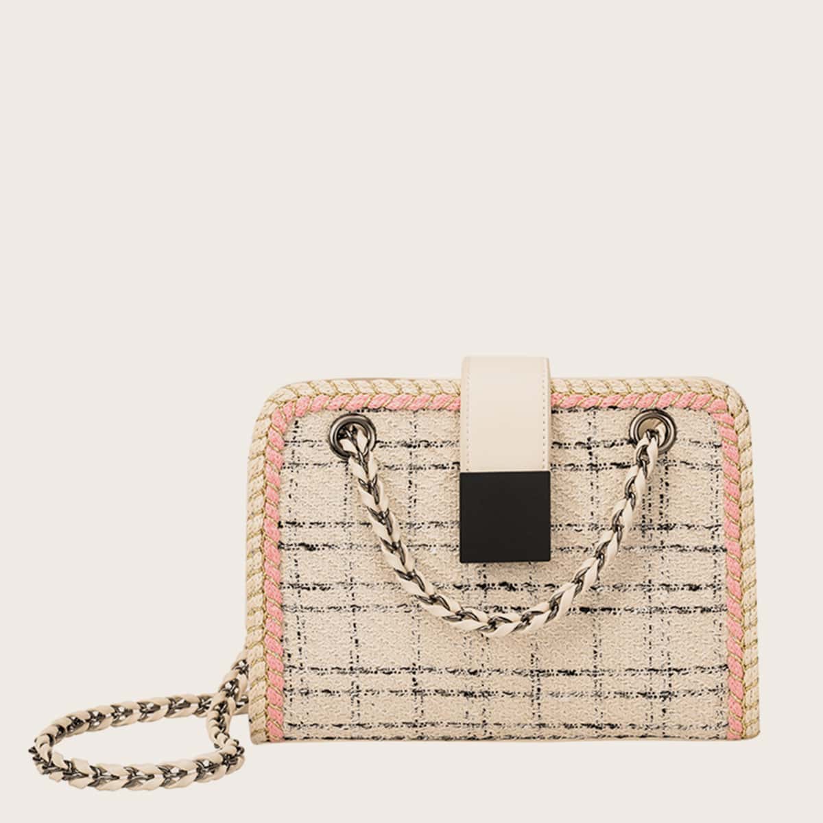 

Tweed Chain Bag, White