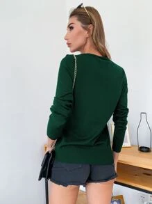 AAmilife 紐扣素色開衫 - 墨綠色 - 查看 3