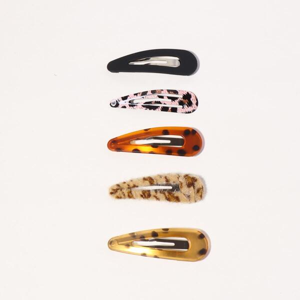 

5pcs Leopard Pattern Hair Clip, Multicolor