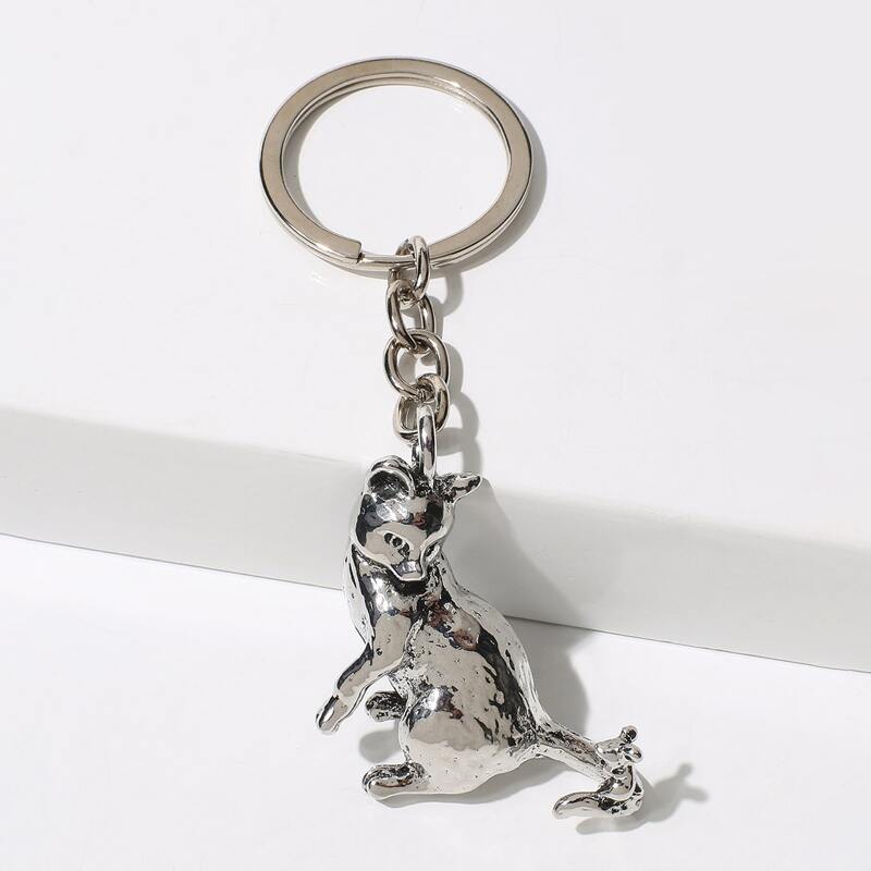 

Cat & Mouse Charm Keychain, Silver