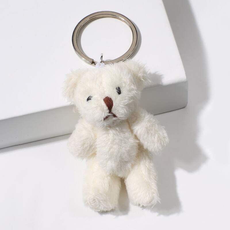 

Toy Bear Charm Keychain, White
