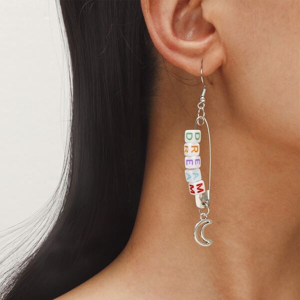

Letter Bead Drop Earrings, Multicolor