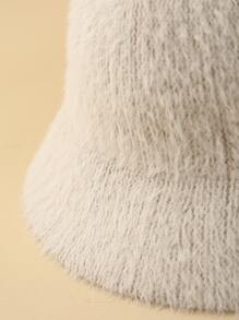 素色針織漁夫帽 - 卡其色 - 查看 3