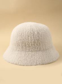 素色針織漁夫帽 - 卡其色 - 查看 5