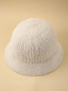 素色針織漁夫帽 - 卡其色 - 查看 6