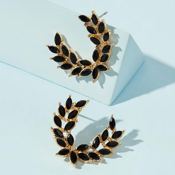 

Rhinestone Stud Earrings, Black