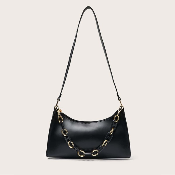

Simple Chain Shoulder Bag, Black