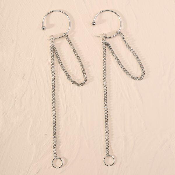 

Chain Decor Earrings, Silver