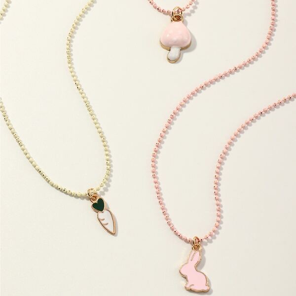 

3pcs Girls Animal Charm Necklace, Multicolor