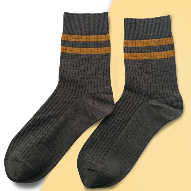 

Guys Striped Pattern Ribbed Socks, Dark grey