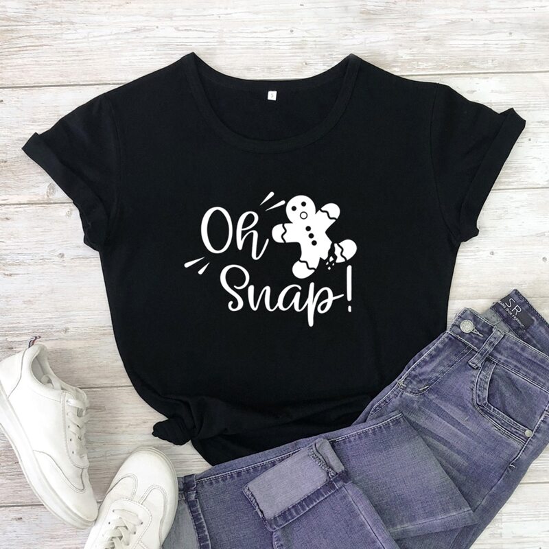 

Christmas Letter Gingerbread Man Graphic Tee, Black