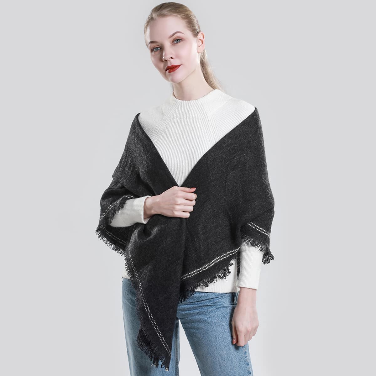 

Raw Hem Scarf, Black