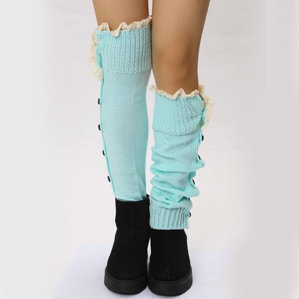 

Lace Trim Leg Warmer, Baby blue
