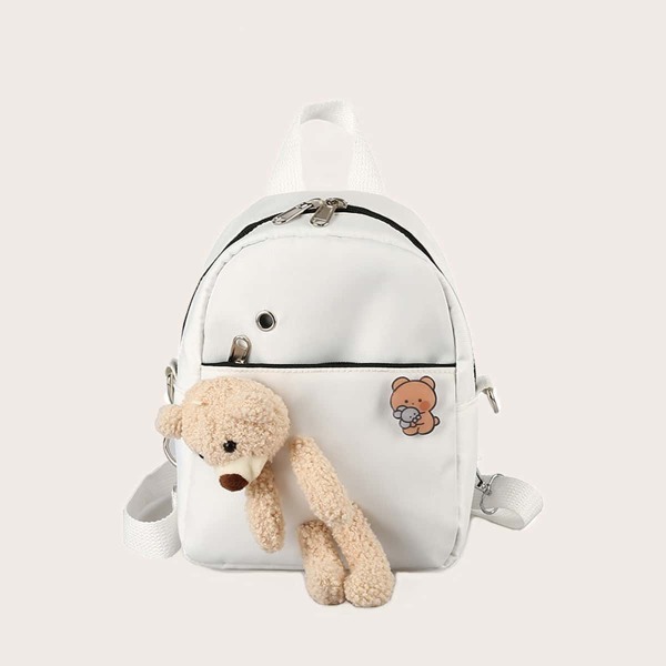 

Girls Cartoon Decor Backpack, White