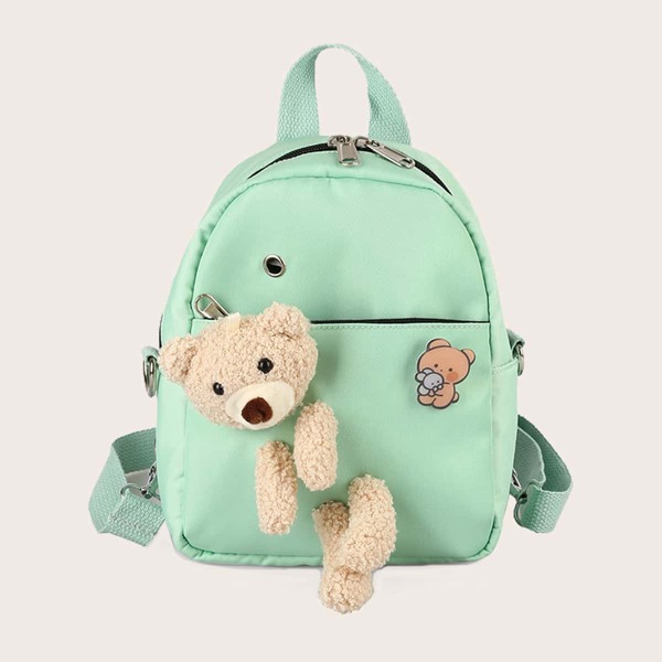 

Girls Cartoon Decor Backpack, Green