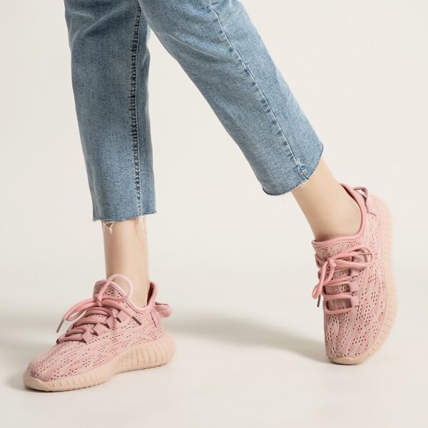 

Lace Up Decor Breathable Sneakers, Pink