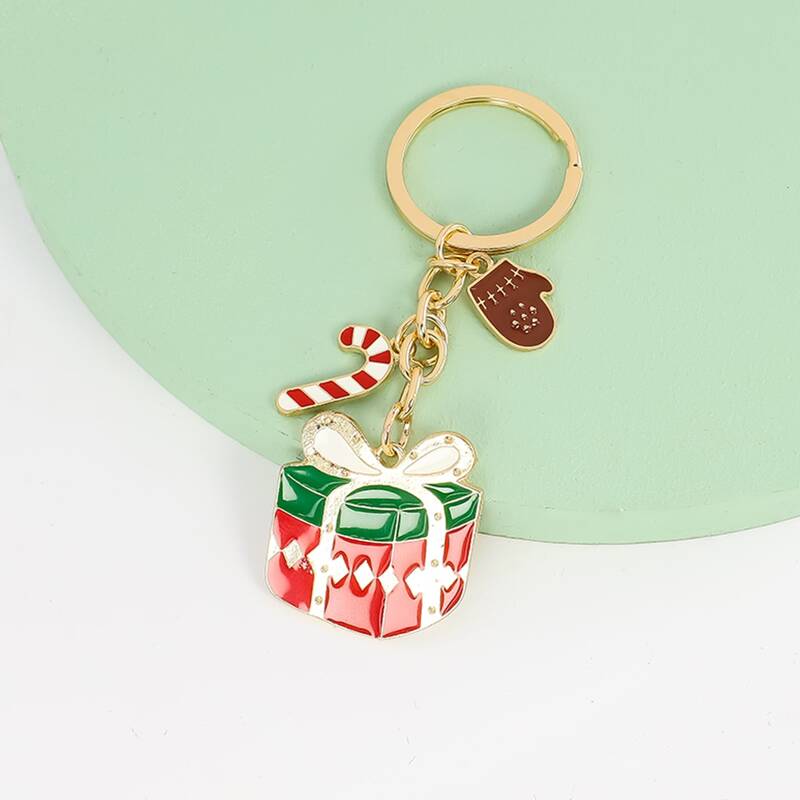 

Christmas Gift Charm Keychain, Red