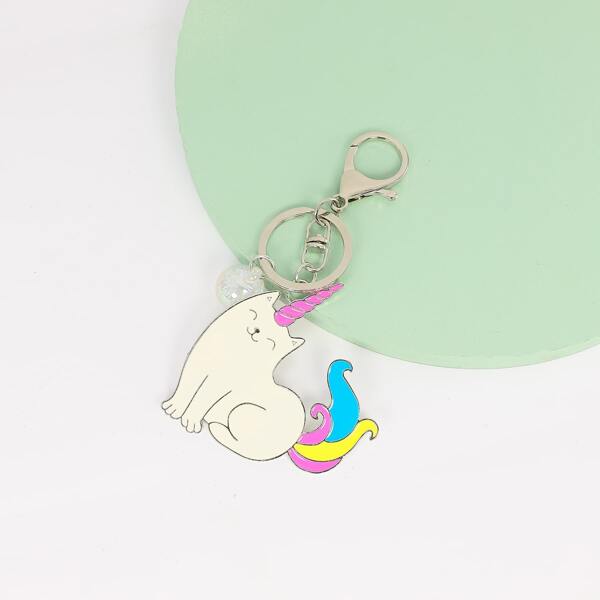 

Cat Charm Keychain, White