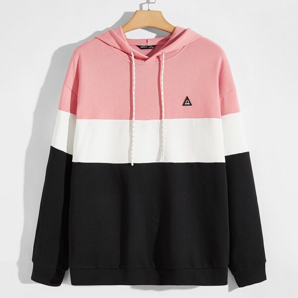 

Men Drop Shoulder Colorblock Drawstring Hoodie, Multicolor